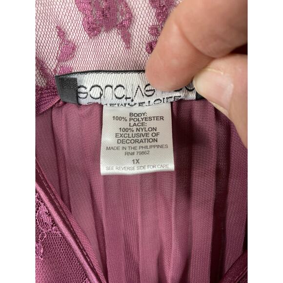 Seductive Wear Cinema Etoile Slip Dress 1X Pink Mauve Babydoll Lingerie Lace - Picture 7 of 10